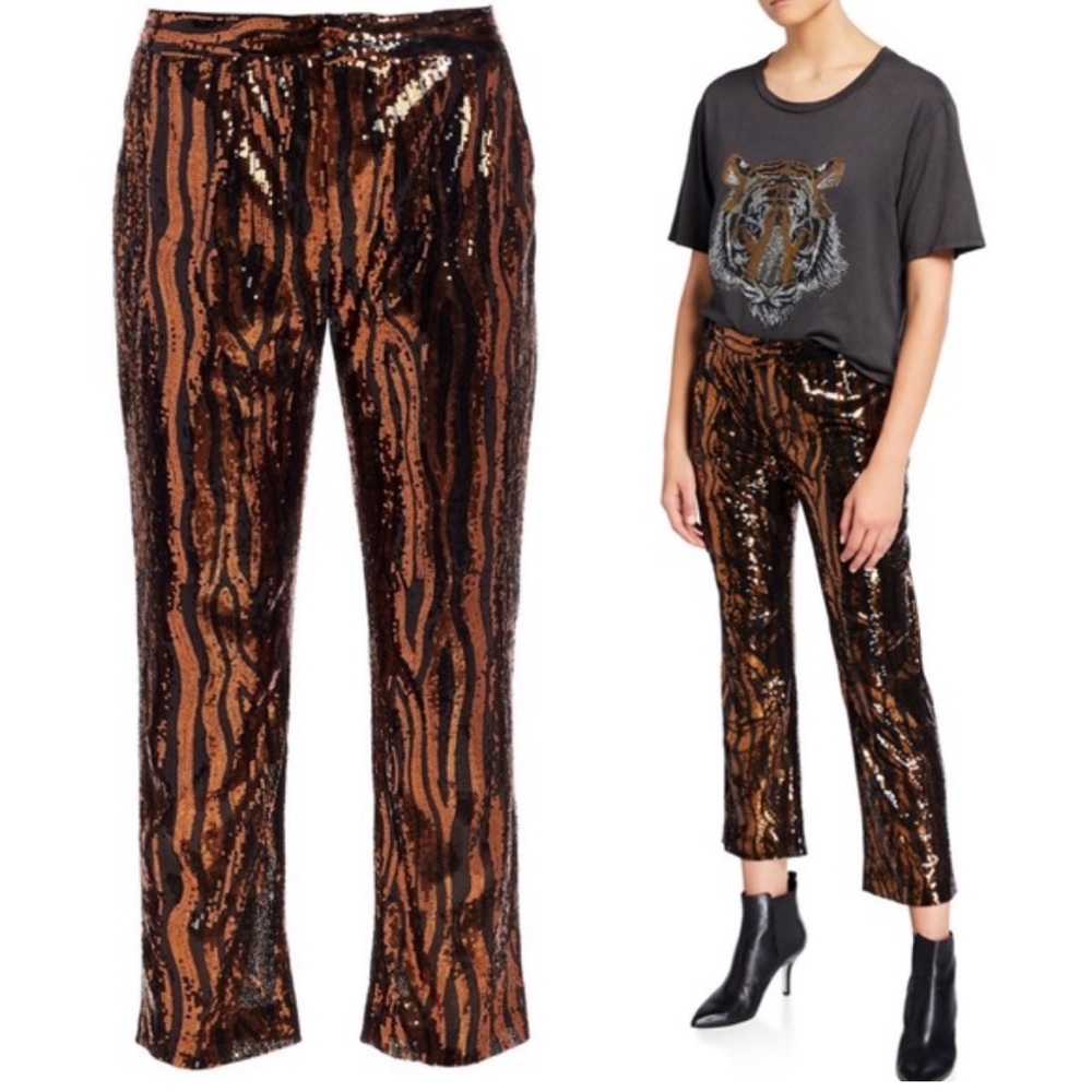 Le Superbe Sequin Bengal Print Chino Pants 0 NWT